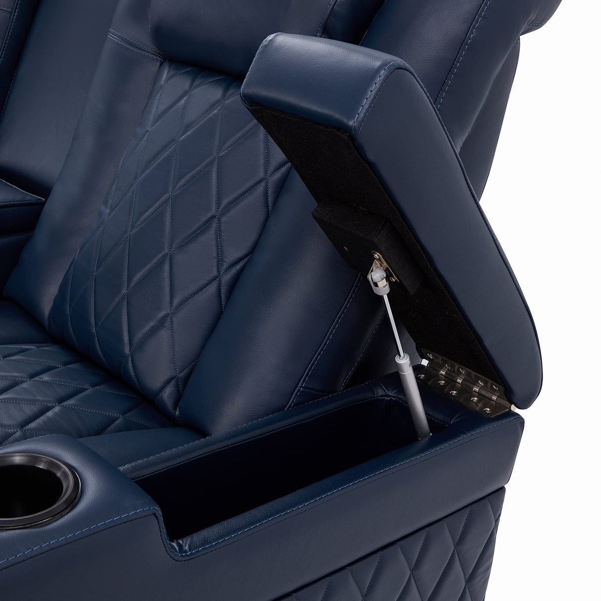 Valencia Tuscany Home Theater Seating | Premium Top Grain Italian Nappa 11000 Leather Power Recliner Chair with Lumbar Support & Headrest (Row of 3, Navy Blue) VALENCIA THEATER SEATING