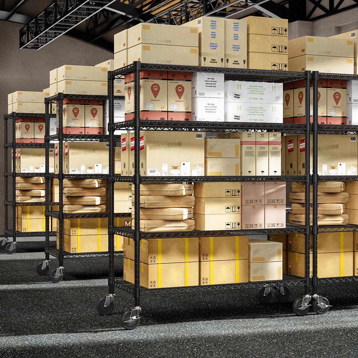 M MZG Garage Shelving 5 Tier Industrial Metal Shelving Units for Commercial, Basement, Pantry, Warehouse, School, Black Heavy Duty Easy Assembly 23.6" D x 53.2" W x 73.6" H M MZG