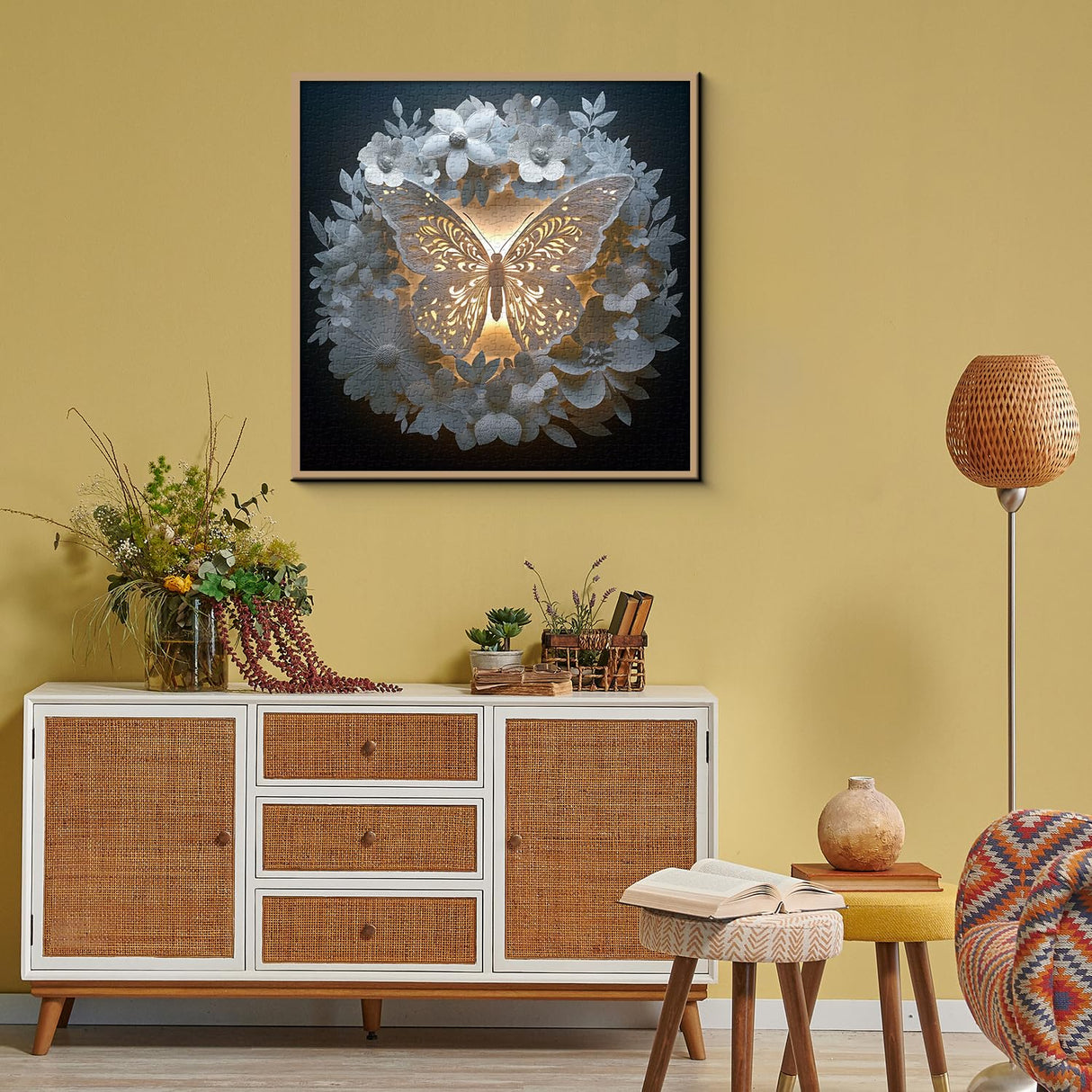 Butterfly Puzzles for Adults 1000 Pieces, Flower Butterflies Paper Cut Jigsaw Puzzles, Difficult Challenging Animal Floral Puzzle as Home Decor PPuzzling