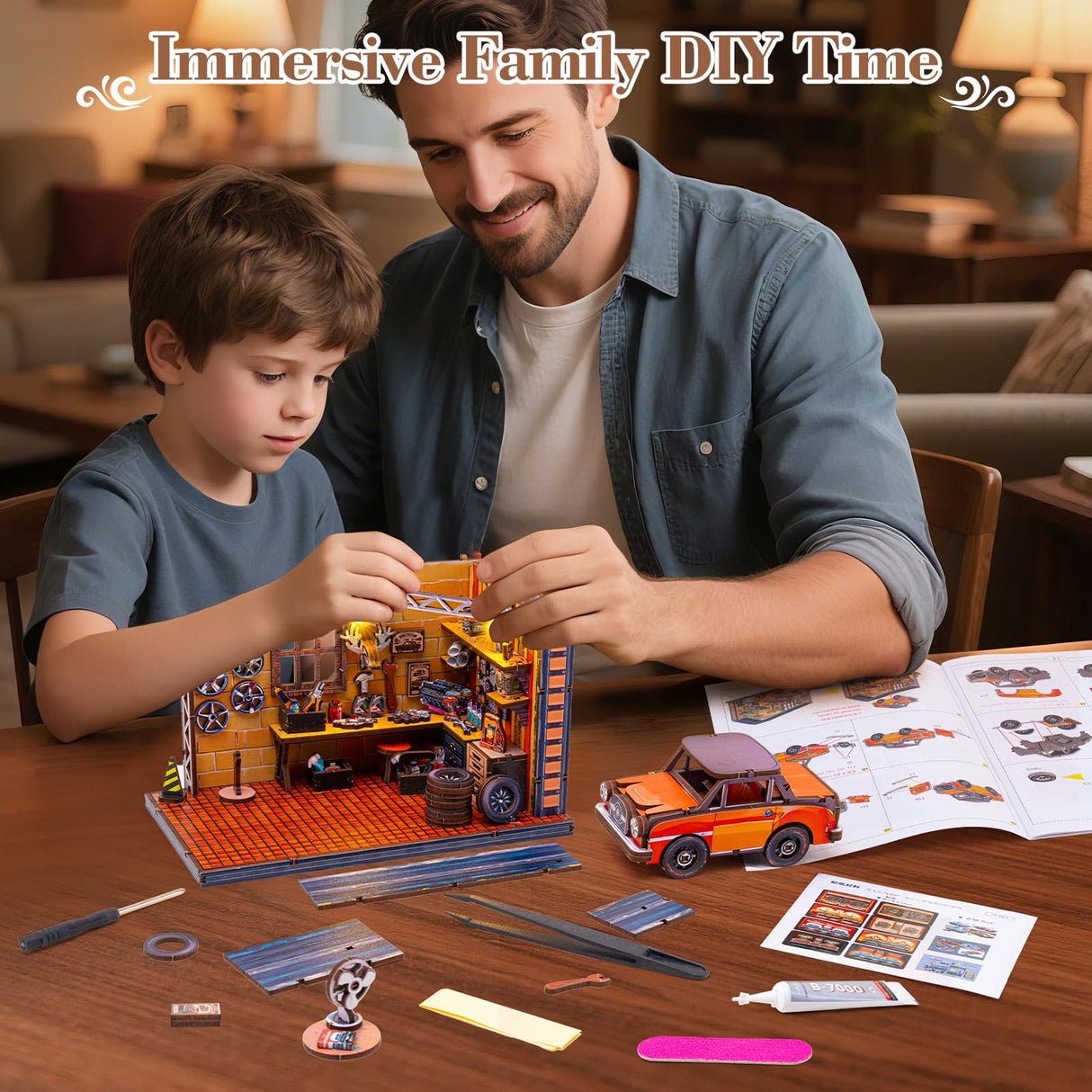 DIY Miniature House Kit Garage Workshop, Miniature Dollhouse Kit with LED, Tiny House Wooden Model Kits for Adults Teens, Mini Houses Building Kits Crafts for Adults, Gifts for Family Friends JoySpark Toys