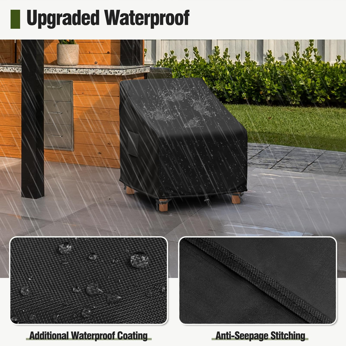 MR. COVER Patio Furniture Covers Waterproof, Outdoor Chair Covers for Rocking Chair, Fits up to 32W x 37D x 36H Inches, Ventilated Air Vents and Convenient Handles Included, Black, 2 Pack MR. COVER