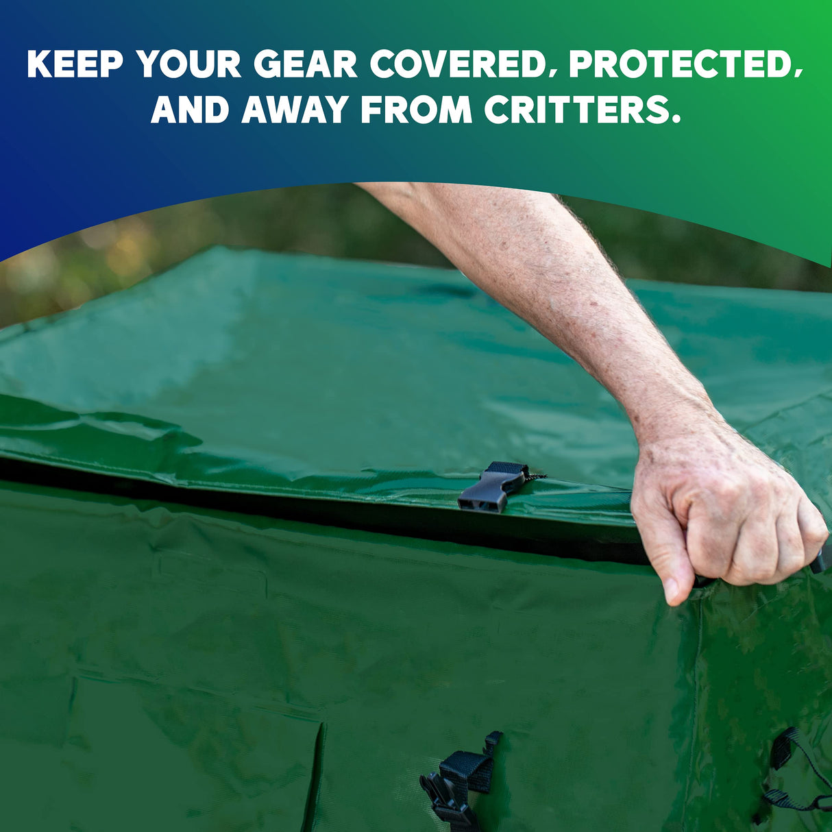 YardStash 143 Gallon Waterproof Deck Box, Portable Outdoor Storage Box for All Weather Tarpaulin Deck Box, Perfect for the Boat, Yard, Patio, or Camping – 143 Gallon, XL Green YardStash