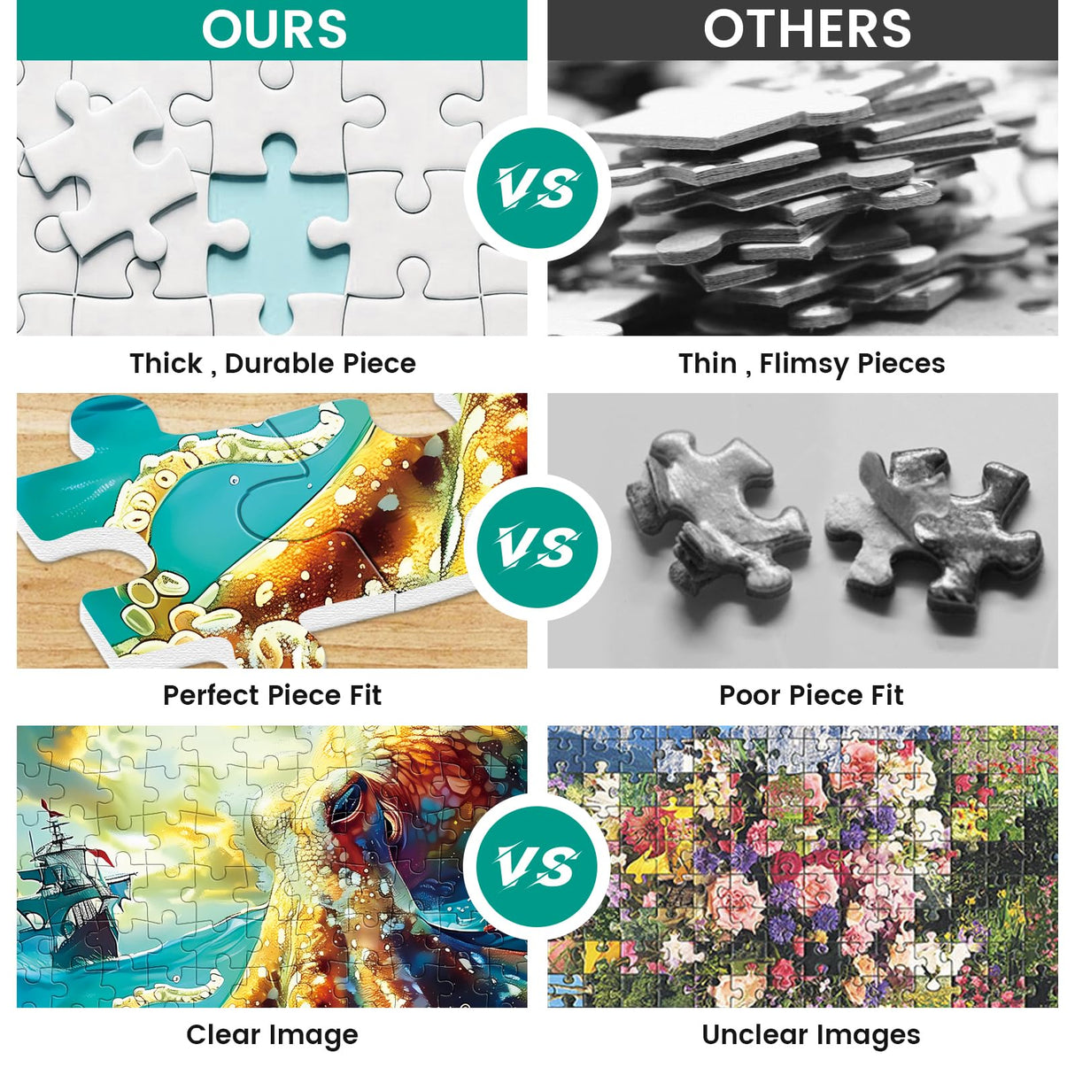 300 Piece Puzzle for Adults, Jigsaw Puzzle, Ocean Sailboat Octopus Jigsaw Puzzles, Funny Family Game and Learn About The Beauty of The Ocean, Friends Family Activity Game Nights Gifts, 20.5x15 in VOLUVOLU