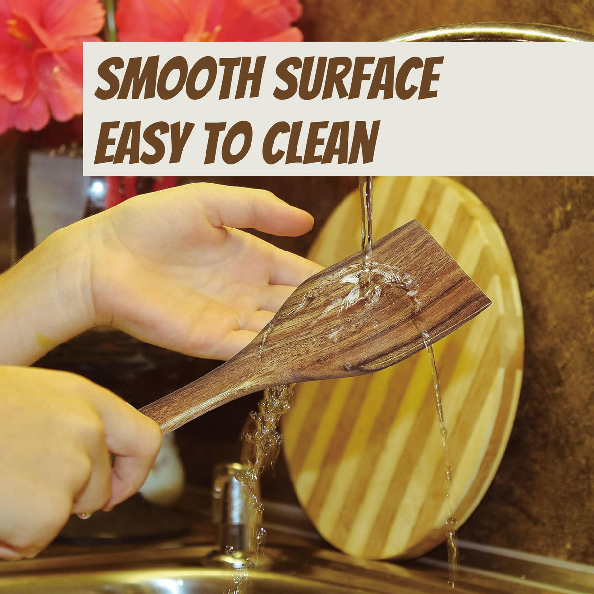 KARRYOUNG Acacia Wood Spoons for Cooking Set of 6, Wooden Cooking Utensil Set, Wooden Spatula, Slotted & Pasta Spoon, Solid Wood Cooking Spoons KARRYOUNG