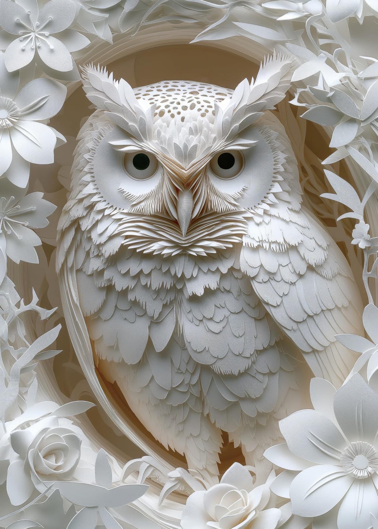 3D Owl Puzzles Paper Cut Art Puzzle 1000 Pieces for Adults, White Bird Jigsaw Puzzle Jungle Animal, Challenging Puzzles Hard Puzzle for Family Decorations BBOLDIN
