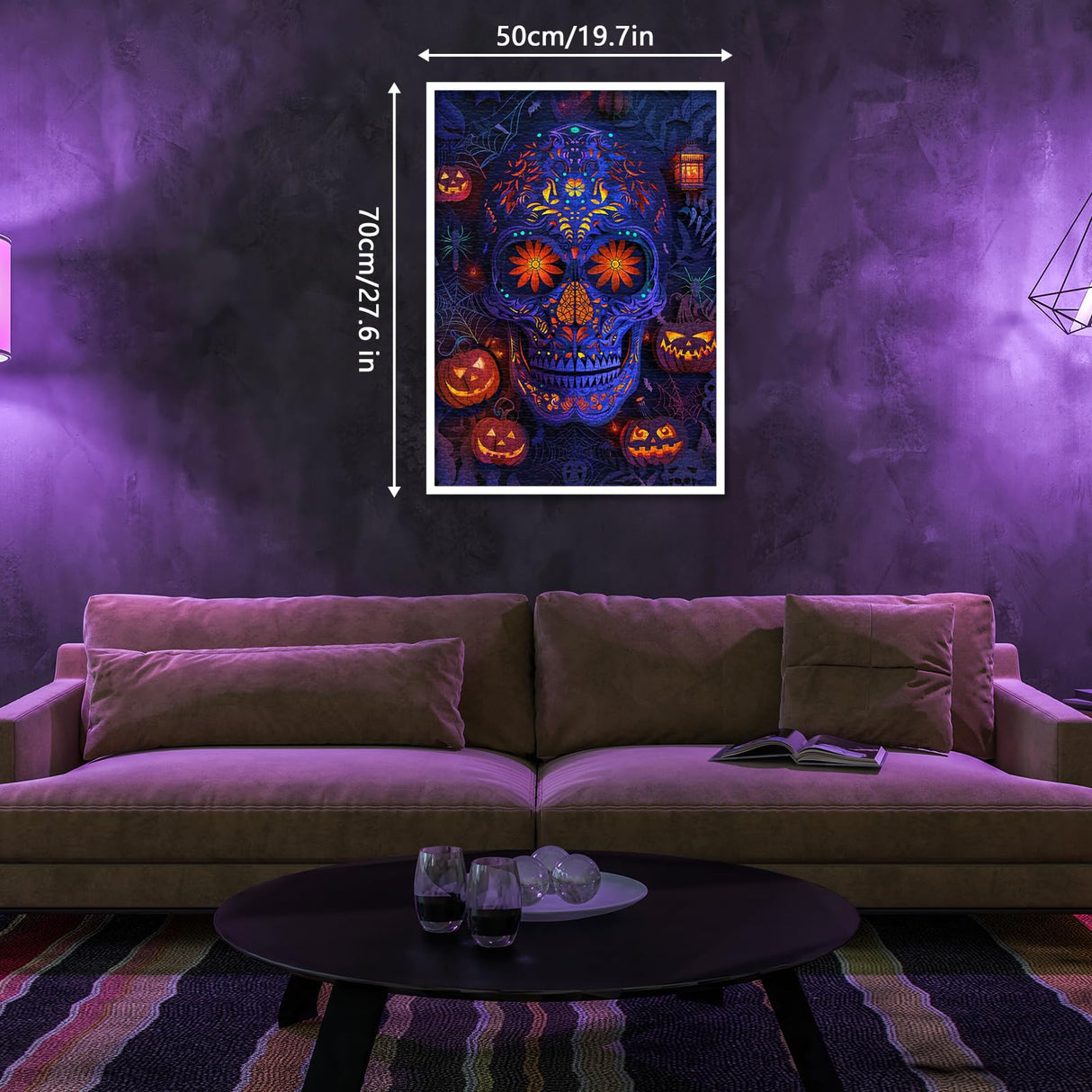 Halloween Horror Skull Puzzle for Adults 1000 Pieces, Holiday Flower Skeleton Jigsaw Puzzle, Pumpkin Ghost Spider Puzzle BBOLDIN