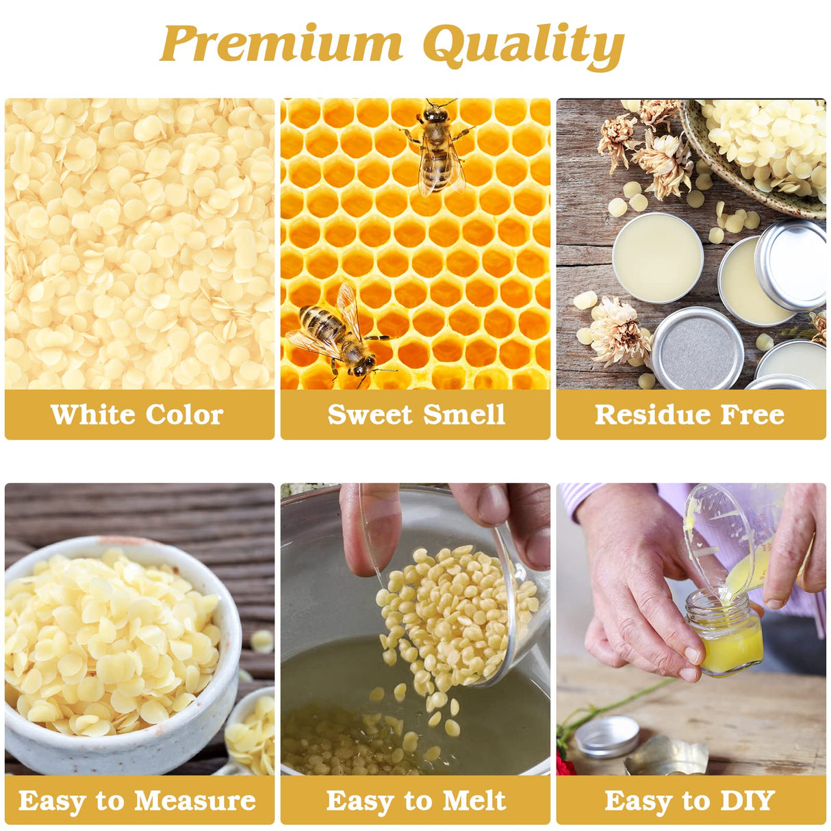Beeswax Pellets 10LB Cosmetic Beeswax Triple Filtered Beeswax Pastilles for Candle Making Great for DIY Projects Creams Lotions Lip Balm and Soap Making Supplies(10LB) DenCert