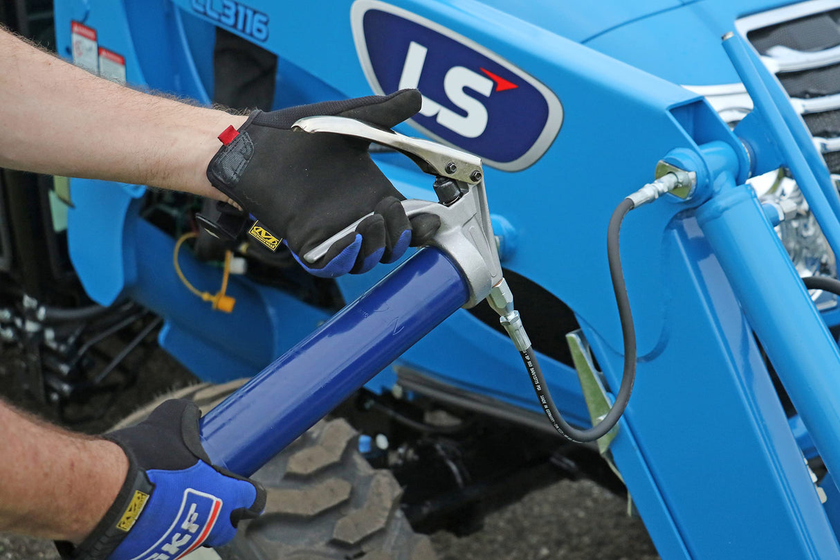 Lincoln 1134 Pistol Grip Grease Gun with 18" Whip Flex Hose and Coupler, 6" Rigid Extension, 7,500 PSI, Premium Dual Lip Follower, Variable Stroke, Jam-Proof Toggle, Filler Air Bleeder Combo Lincoln