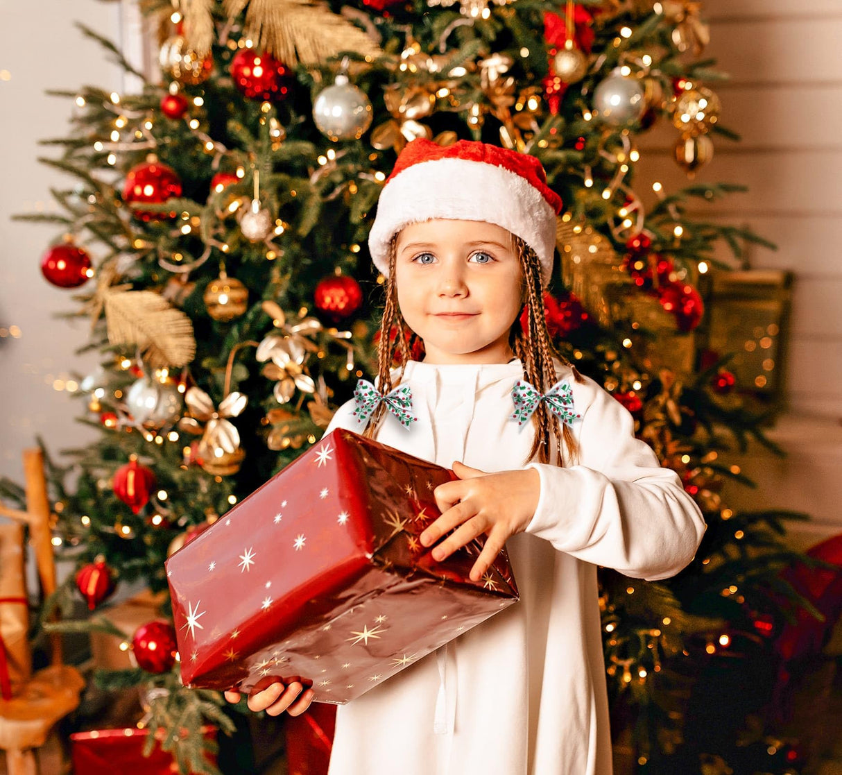 YKW Christmas Ribbon Set - 8 Festive Patterns, 24 Yards Total - 3/8" Wide Holiday Ribbon for Gift Wrapping, Tree Decorations, Crafts -Threaded Ribbon for Xmas Decor, DIY Projects YKW