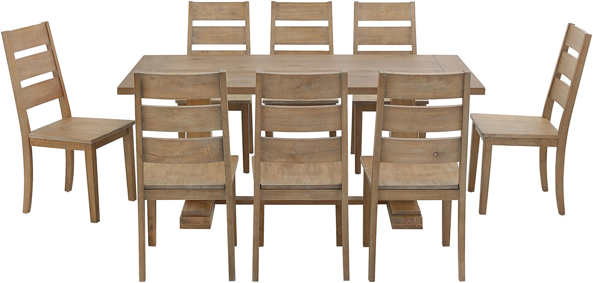 Crosley Furniture Joanna 9-Piece Modern Farmhouse Dining Table Set for 8 with Ladderback Chairs, Rustic Brown Crosley Furniture