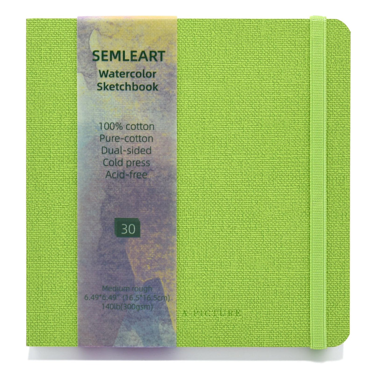 SEMLEART Watercolor Journal 6.49x6.49inches, Cold Press, 30 Sheets, 140lb/300gsm, Acid-Free,Water-Resistant Cover,Ideal for Painting, and Creative Journaling SEMLEART