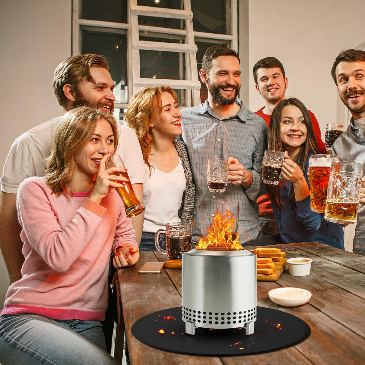 20'' Fire Pit Mat for Solo Stove Mesa/XL Tabletop Fire Pit,4-Layer Fireproof Heat Resistant Under Grill Mat, Easy-to-Clean Waterproof & Non-Slip for Table Top Protection GIESIOE