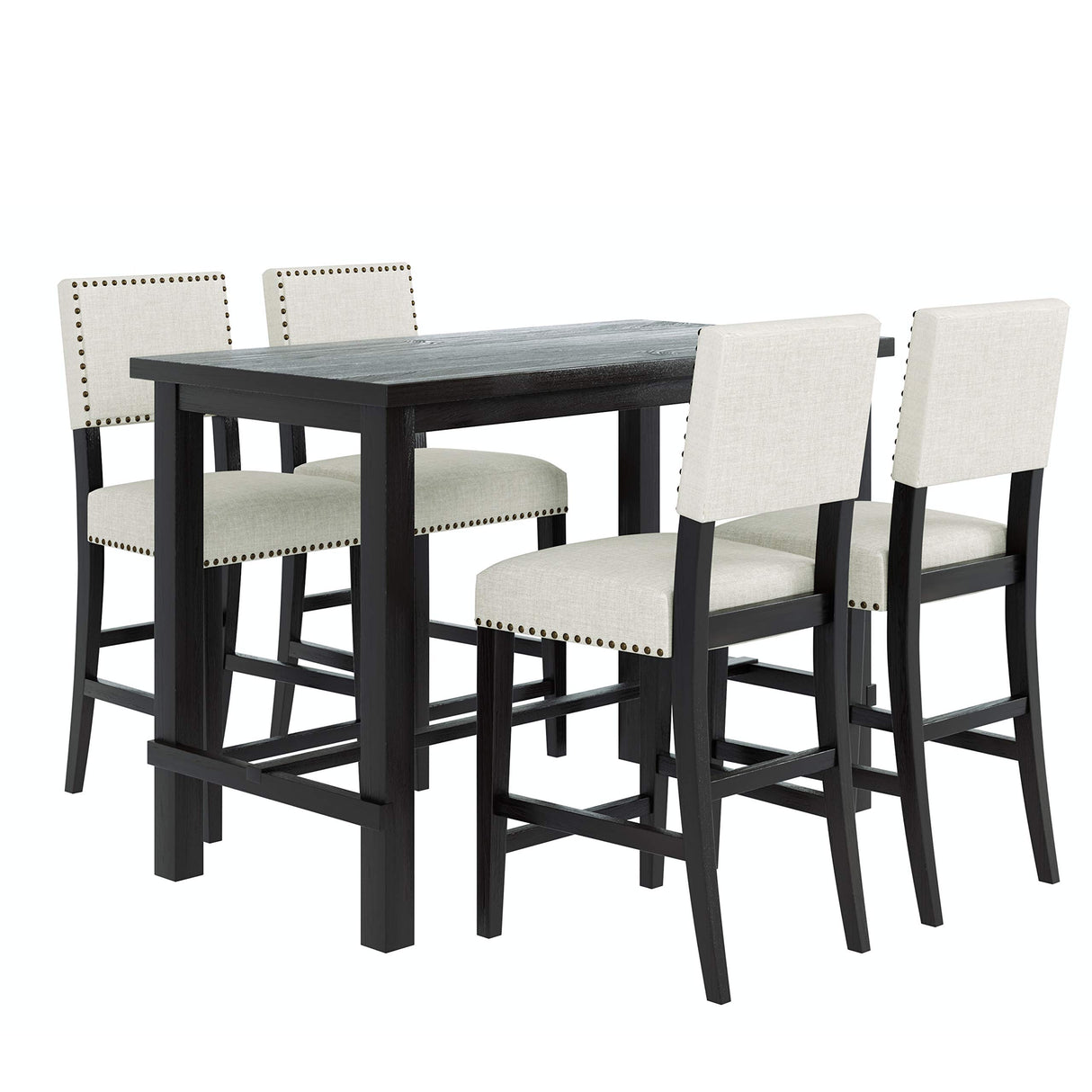 Merax 5 Piece Dining Table Set for 4,Counter Height Kitchen Table Set with One Rectangle Table and 4 Cushioned Chairs for 4 Persons Dining Room Table Set for Small Place Merax