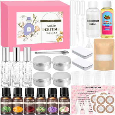 JUYRLE Perfume Making Kit- DIY Solid Perfume Making Kits for Women, Portable Pocket Solid Balm with Travel Size Bottle, Make Your Own Fragrance, Fragrance Blam Gifts for Girls