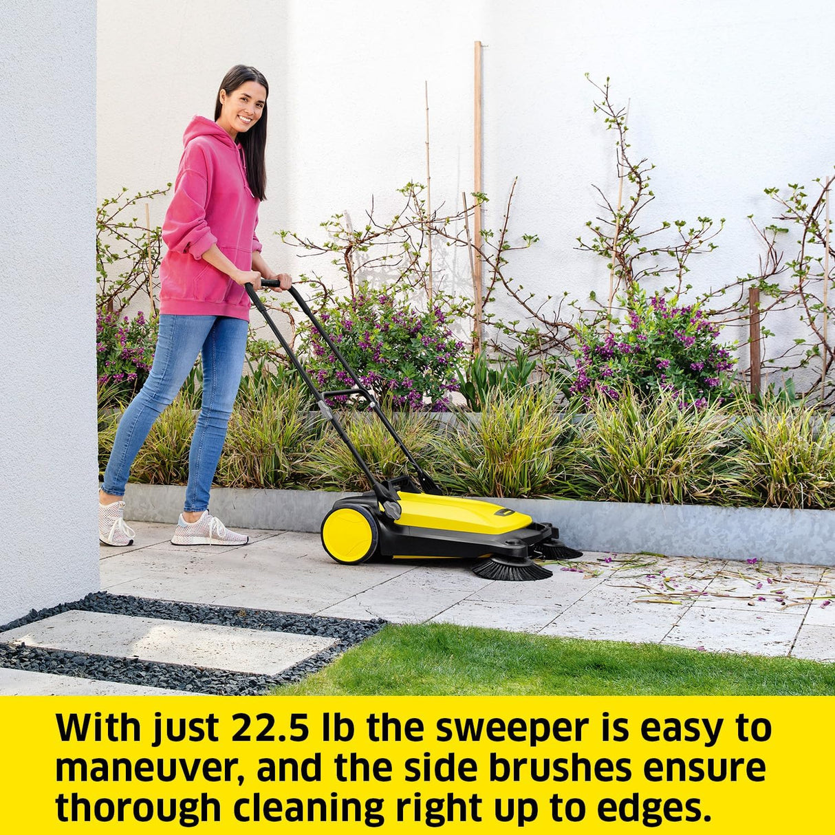 Kärcher - S 4 Twin Walk-Behind Outdoor Hand Push Sweeper - 5.25 Gallon Capacity - 26.8" Sweeping Width - Sweeps up to 26,000 ft²/Hour,Yellow Kärcher