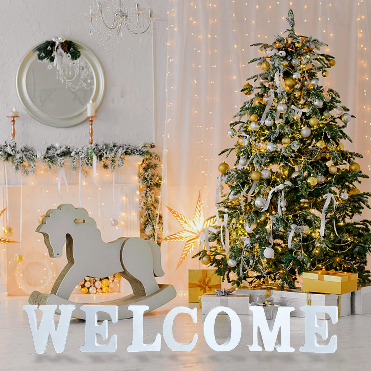 AOCEAN 4 Inch White Wood Letters Unfinished Wood Letters for Wall Decor Decorative Standing Letters Slices Sign Board Decoration for Craft Home Party Projects (A) AOCEAN