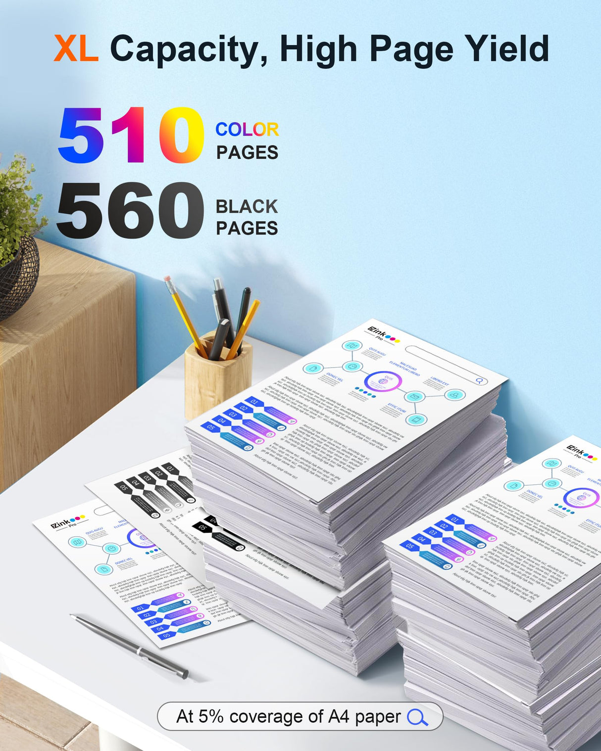 E-Z Ink Pro LC401XL LC401 Compatible Ink Cartridges Replacement for Brother LC401XL LC 401 XL to use with MFC-J1010DW MFC-J1012DW MFC-J1170DW (Black Cyan Magenta Yellow, 4 Pack) E-Z Ink Pro