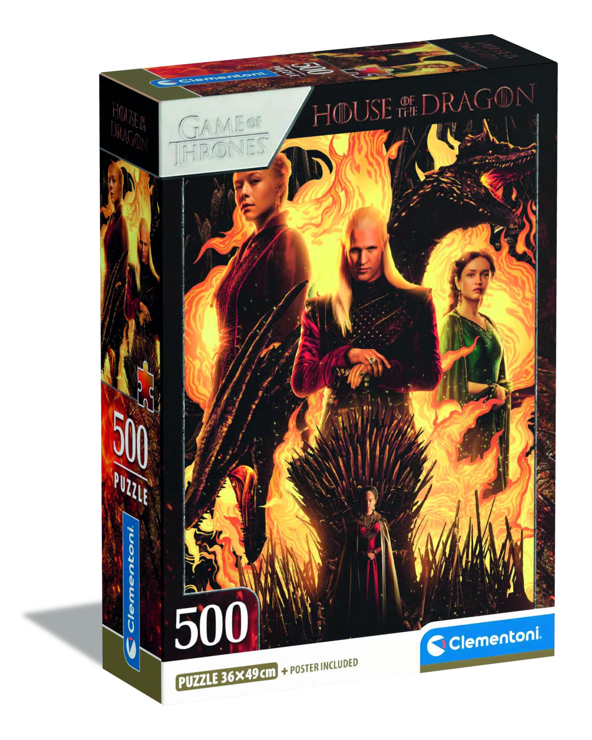 Clementoni Puzzle House of The Dragon - 500 Pieces - Adult Jigsaw Puzzle, Poster Included, Puzzle TV Series, Fun for Adults, Made in Italy, 35548 Clementoni