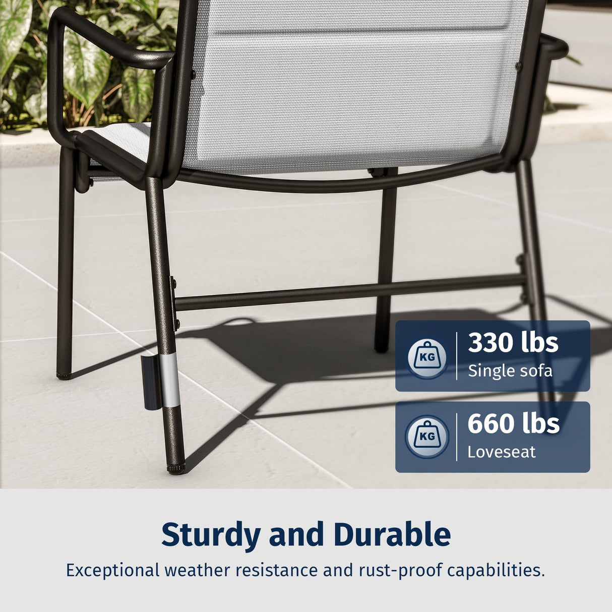 EAST OAK 4-Piece Patio Furniture Set, Waterproof Outdoor Furniture Set, Patio Sofa with Coffee Table for Balcony or Porch, 4 Seats Patio Conversation Sets for Backyard in Grey EAST OAK