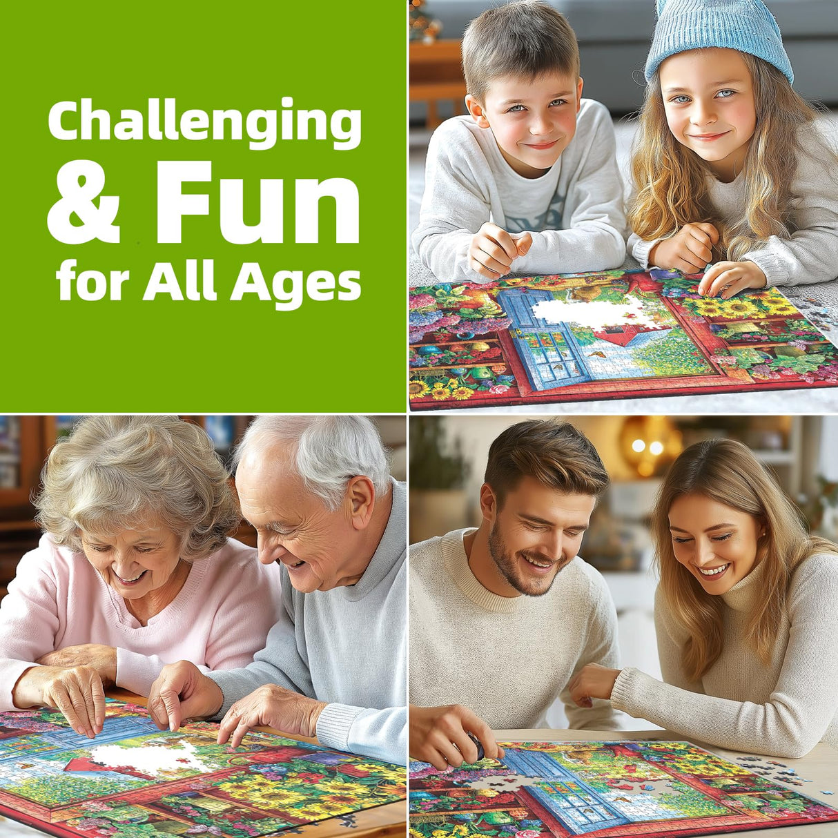 MINIWAN 500 Pieces Puzzle for Adults, Flowers House Puzzle, Recycled Cardboard Jigsaw Puzzles 500 Pieces, Challenging Game Home Decor Birthday Party Gift Toy 21 x 15 inch MINIWAN