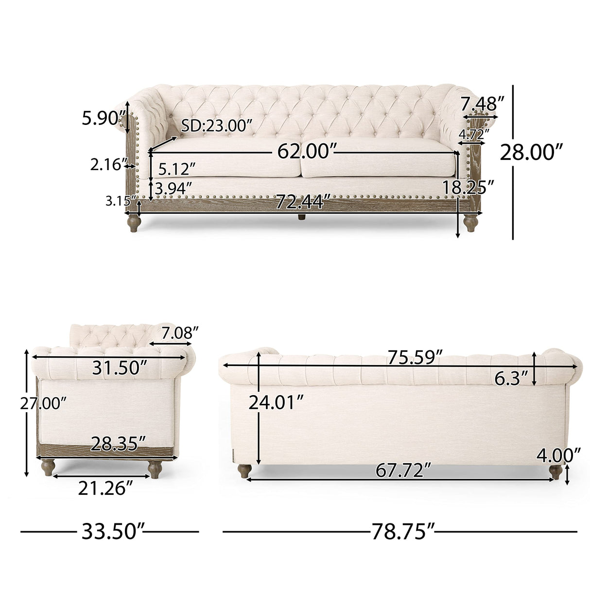 Christopher Knight Home Castalia Sofas, Beige + Dark Brown Christopher Knight Home