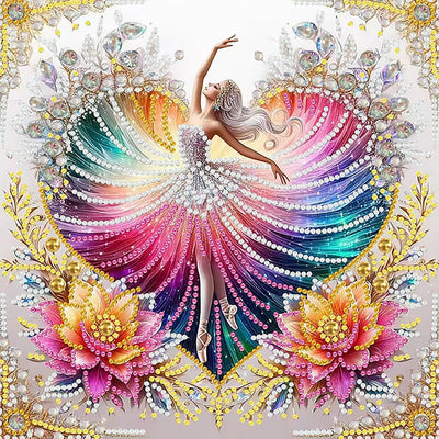 CHWGLFGG 5D Diamond Painting Kits for Adults Beginners, Elegant Dancer Flowers Special Shape Diamond Art, DIY Drill Diamond Dot Gem Art Kits for Adults, Home Wall Decor 11.8X11.8 Inch