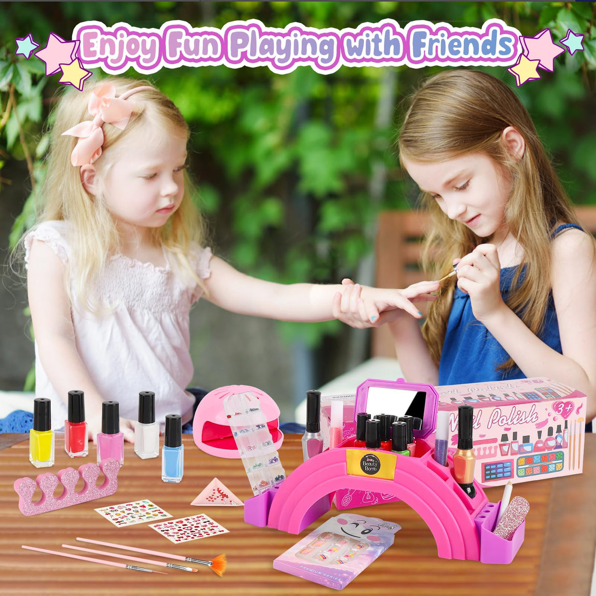 Oisacirg Kids Nail Polish Set for Girls, 28Pcs Nail Art Kit with Nail Dryer, Non-Toxic Peel-Off Water-Based Nail Polish Christmas Birthday Gifts Toddlers Kids Girls Toys Ages 3 4 5 6 7 8+ Oisacirg
