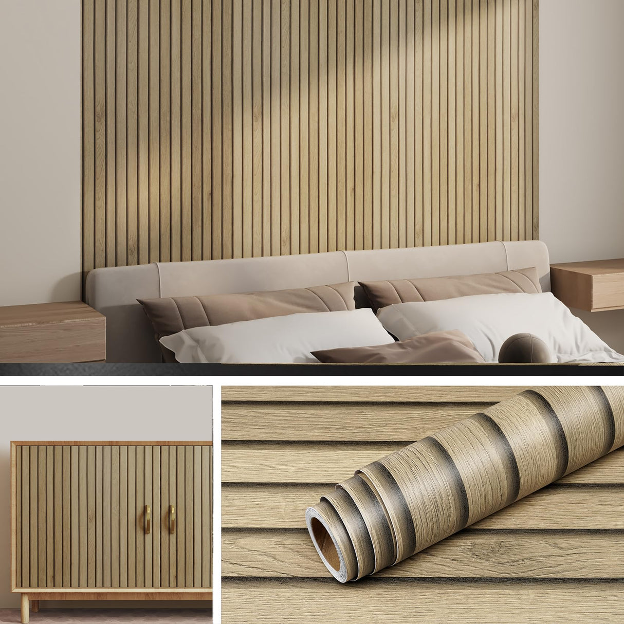 Livelynine Peel and Stick Wallpaper Wood Slats Self Adhesive Wall Paper 15.8x197 Faux Wood Contact Paper Peel and Stick Accent Wall Vinyl Cubicle Wallpaper Natural Wooden Slats for Wall Decor Bedroom Livelynine