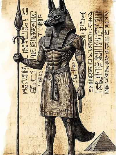 KAYEIUU Anubis Diamond Art Painting Kits for Adults, Egyptian God 5D Diamond Painting for Adults Beginners DIY Full Drill Round Art Gems for Home Wall Decor 12x16inch