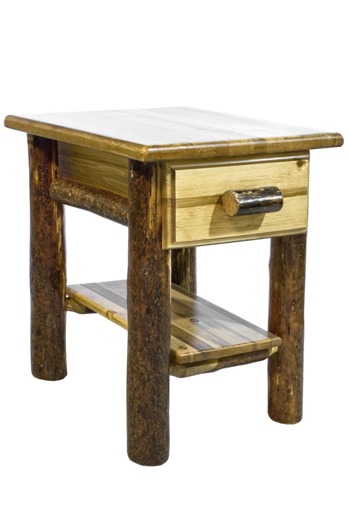 Montana Woodworks Log Nightstand with Drawer - Glacier Country Collection Montana Woodworks