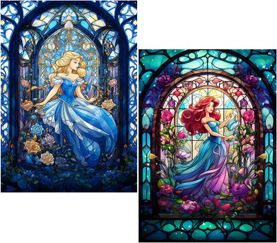 RYMILIE Diamond Painting Kits for Adults - 2 Pack Princess DIY 5D Diamond Art Kits Full Drill Diamond Dots Paintings with Diamonds Gem Art and Crafts Home Decor 12x16inch