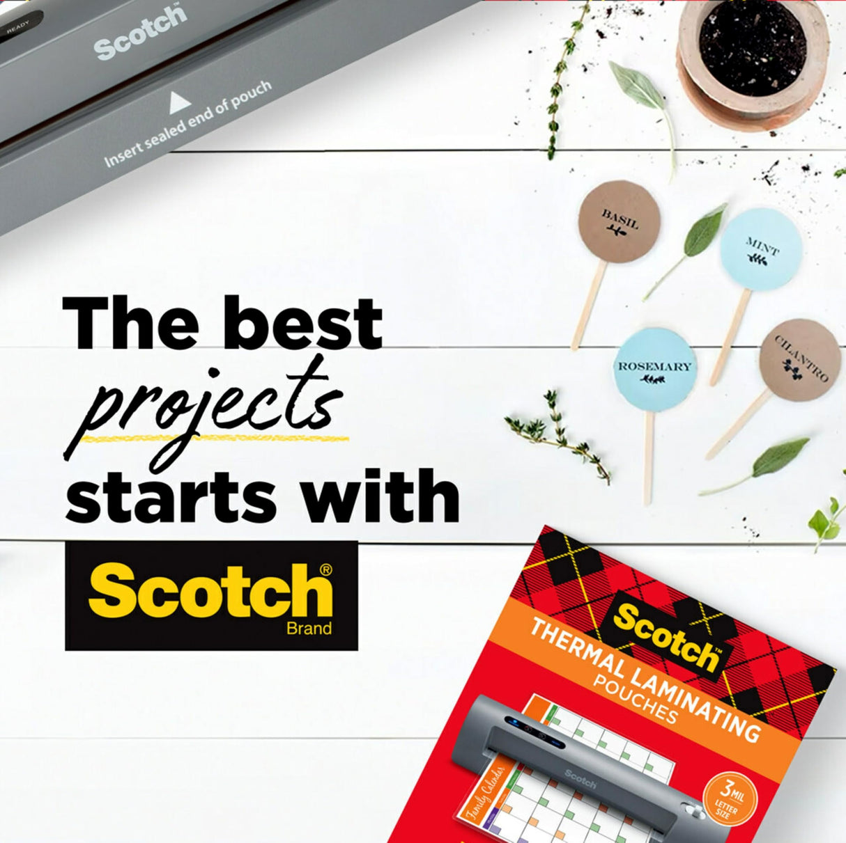 Scotch Thermal Laminating Pouches, 100 Count, Clear, 5 mil., Laminate Business Cards, Banners and Essays, Ideal Office or School Supplies, Fits Letter Sized Paper (8.9 in. × 11.4 in.) Scotch