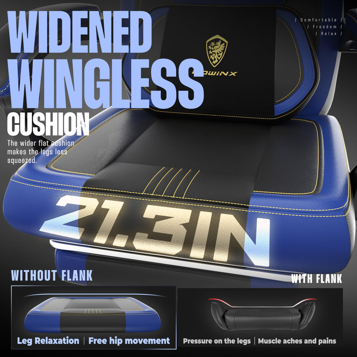 Dowinx Gaming Chair with Footrest, Big and Tall Gaming Chair for Heavy People, Gamer Chair for Adult with Massage (Blue) Dowinx