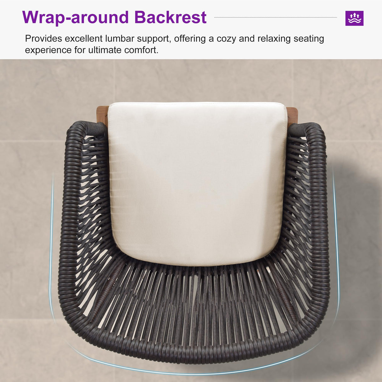 PURPLE LEAF 2 Pieces Outdoor Dining Chair All-Weather Wicker Aluminum Frame Patio Dining Chair for Lawn Garden Backyard Deck with Cushion Teak Armchair PURPLE LEAF