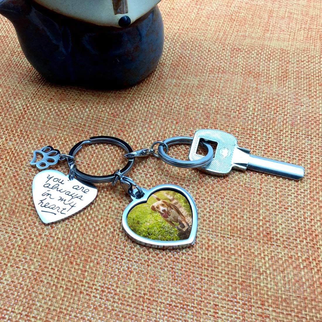 Pet Dog Remembrance Memorial Photo Frame Keychain Gifts, Pet Sympathy Present,You are Always in My Heart bouti1583
