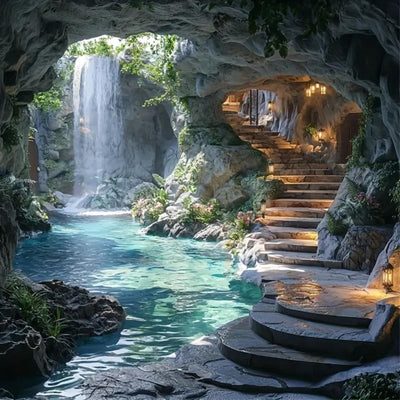 CSZPPQAF 5D Diamond Painting Kits for Adults, Cave Landscape Diamond Art Kits for Adults Beginners,DIY Full Drill Gem Art Paint by Diamonds Dot Crafts Kits for Home Decor 13.78x13.78 Inch