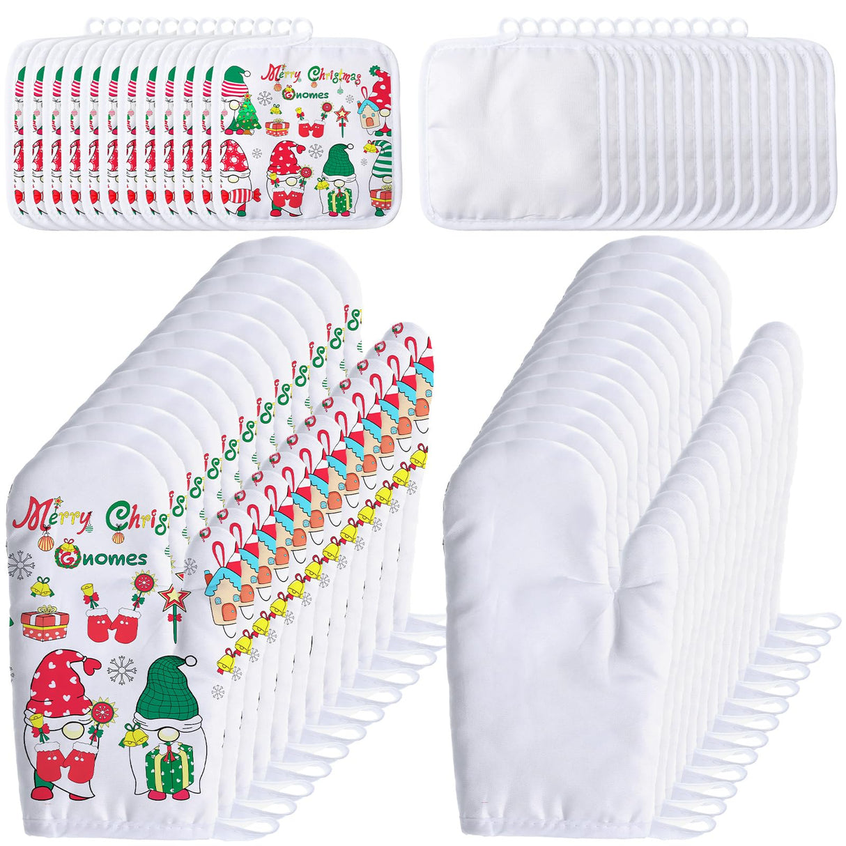 50 Pieces Blank Sublimation Oven Mitts Set Include Blank Sublimation Heat Resistance Oven Gloves and Blank Sublimation Pot Holders for DIY Kitchen Dining Room Accessories Patelai