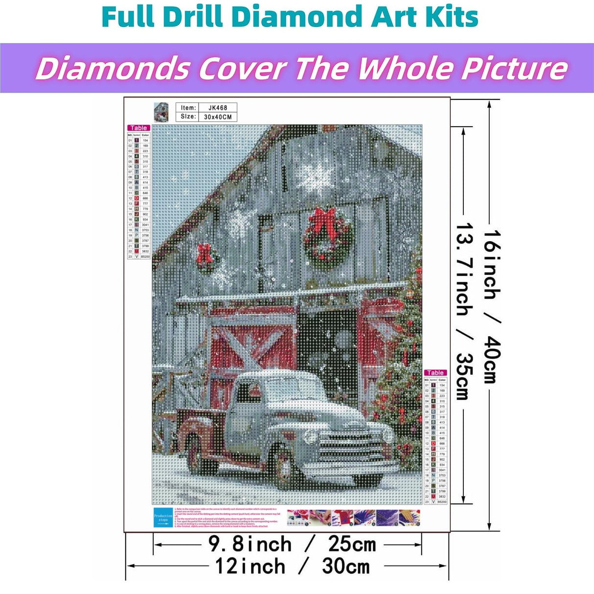 5D DIY Winter Diamond Art Kits For Adults,Christmas Wooden House Truck Diamond Paintings Kits For Beginners,Paint By Diamonds Dot Full Drill Gem Art Crafts,Home Wall Decoration 11.8x15.8 Inches. JYXSJYYD