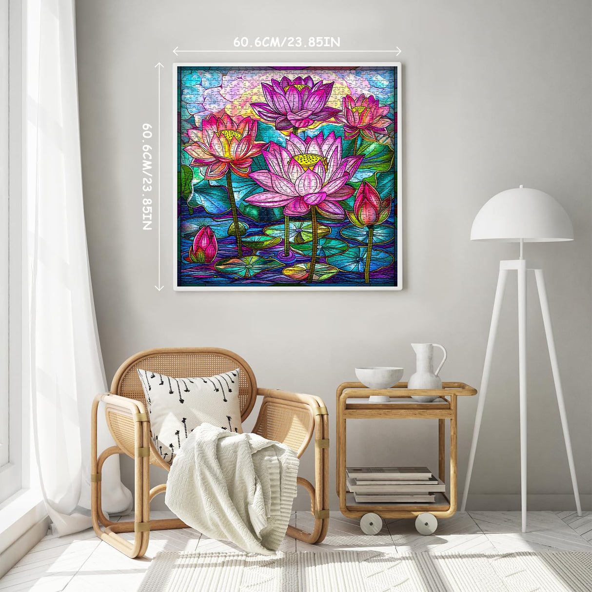 Stained Glass Puzzles for Adults 1000 Pieces, Lotus Flower Puzzle Art, Impossible Hard Challenging Puzzles for Adults, Colorful Floral Stained Glass Jigsaw Puzzle Waterlily PICKFORU