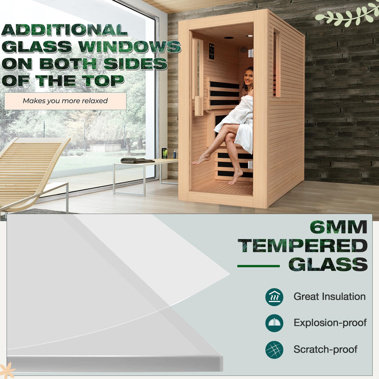 BNEHS Full Spectrum Infrared Sauna, 1 Person Home Sauna Spa Room with Adjustable Backed Chair, Indoor Dry Sauna with Rapid Heating 7 Carbon Panels and 1 Carbon Tube, Canadian Hemlock,120V BNEHS