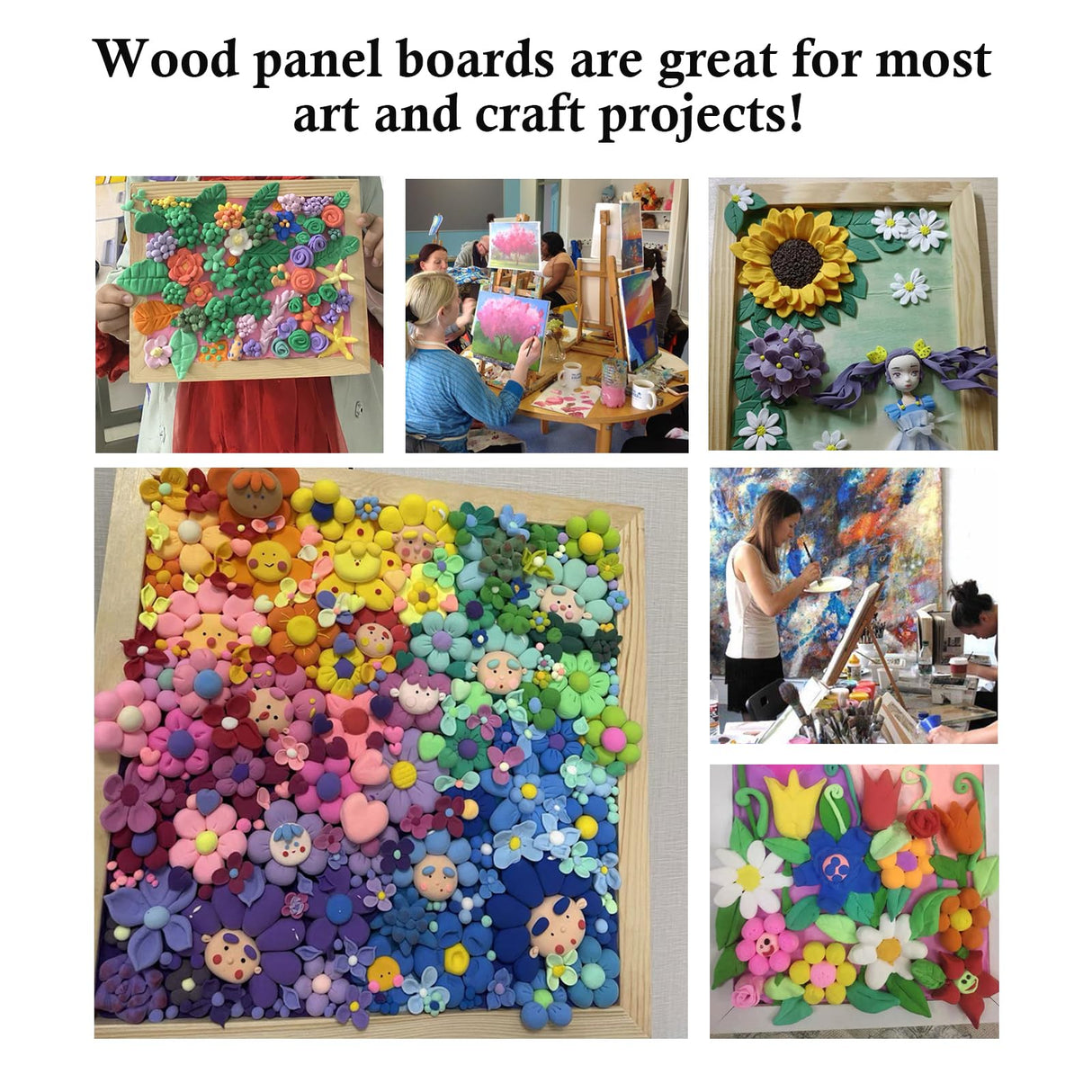 FVIEXE 6PCS Wood Panels for Painting, 12 x 16 Inch Craft Wood Canvas Panel Boards Unfinished Wooden Painting Pouring Panel Board for Arts & Crafts FVIEXE