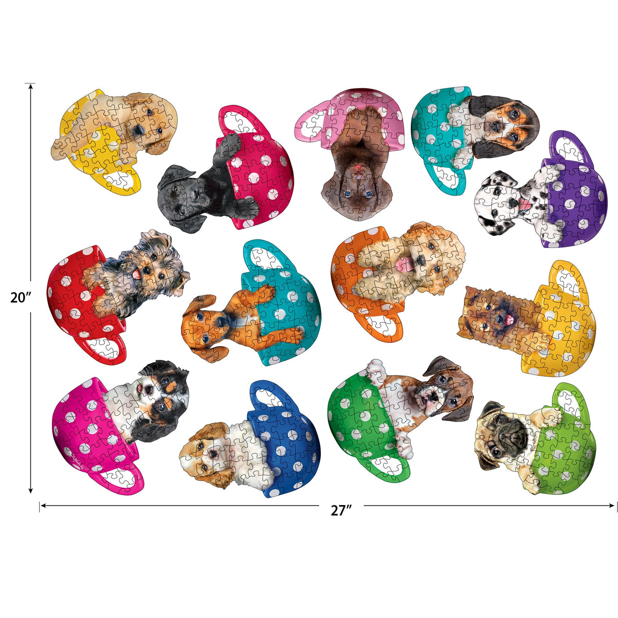 RoseArt - Mini-Shaped - Pups in Cups - 500 Piece Jigsaw Puzzle for Adults RoseArt