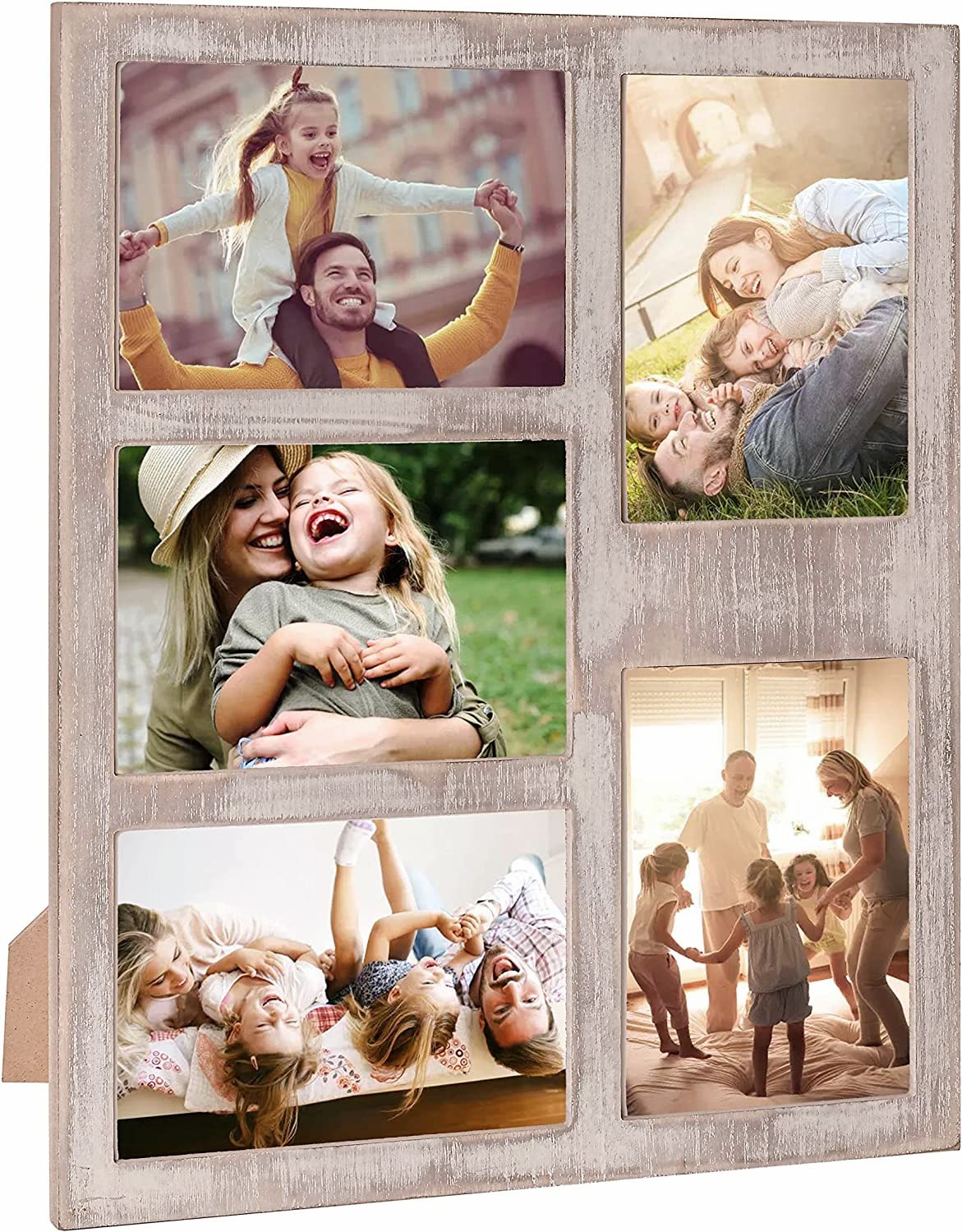 MONT PLEASANT Farmhouse Picture Frame 5X7 Rustic Photos Frame 4X6 For Five Photos with Mat Wood Collage Frame for Wall Mounting or Tabletop Display MONT PLEASANT