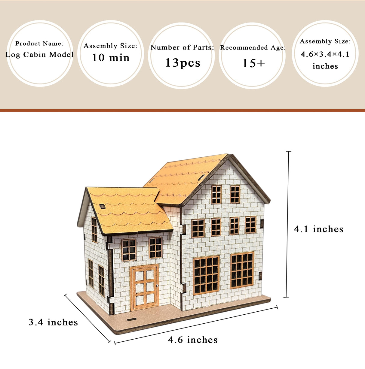 MPIUET 3D Wooden Puzzles for Adults Wooden House Building Model Kits, Hut Model 3D Puzzles Log Cabin Model Kits, 3D Jigsaw Puzzles, 3D Brain Teaser Puzzles, No Glue or Other Tools Required MPIUET