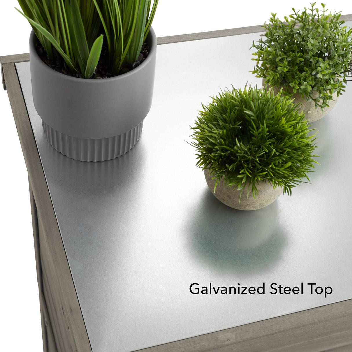 Casafield Outdoor Garden Potting Bench with Metal Tabletop and Storage Cabinet - Wooden Outdoor Garden Patio Workstation Table, Gray Casafield