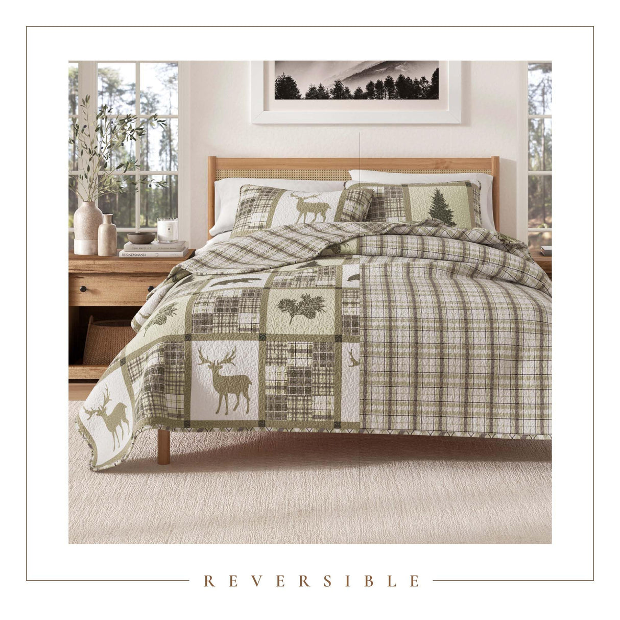 Great Bay Home Lodge Bedspread Full/Queen Size Quilt with 2 Shams. Cabin 3-Piece Reversible All Season Quilt Set. Rustic Quilt Coverlet Bed Set. Stonehurst Collection. Great Bay Home