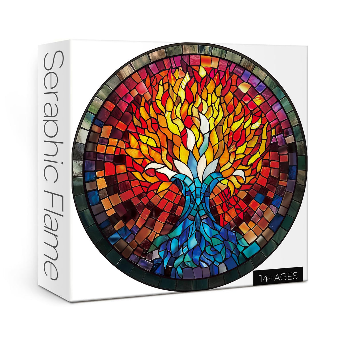 Stained Glass Puzzle Mandala Puzzle for Adults 1000 Piece, Round Colorful Mosaic Jigsaw Puzzles, Religious Faith Art Puzzle BBOLDIN