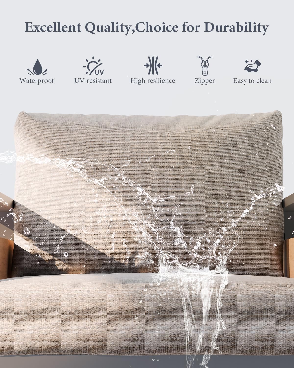 ZANDOR Outdoor Aluminum Patio Furniture - 1 Pcs 3-Seat, All-Weather Metal Modern Outside Sofa with Washable Thick Cushion for Garden/Backyard/Porch, Grey ZANDOR