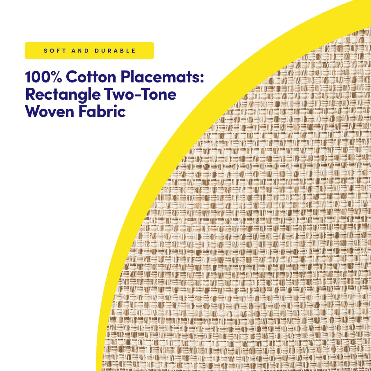 Sweet Home Collection 100% Cotton Placemats for Dining Room Rectangle Two Tone Woven Fabric 13" x 19" Soft Durable Table Mat Set, Set of 4, Eggshell Sweet Home Collection