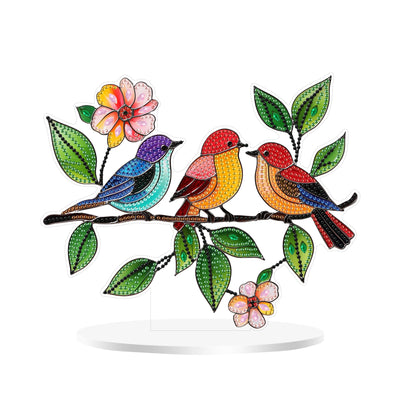Eiflow Tabletop Special Diamond Art Kit Bird, Stand Up Diamonds Painting Kit for Adults Spring, DIY Acrylic Diamond Desk Placement Board Ornament